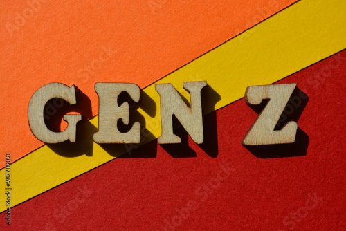 Gen Z, words in wooden alphabet letters photo