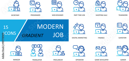 Job and Business variant in 2024. icon set