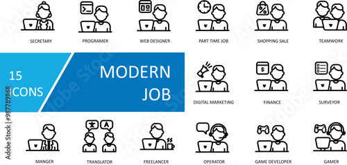 Job and Business variant in 2024. icon set