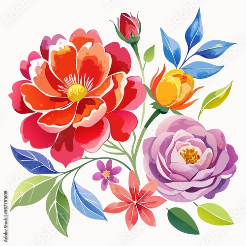 Beautiful Watercolor Flower Vectors for Creative Projects