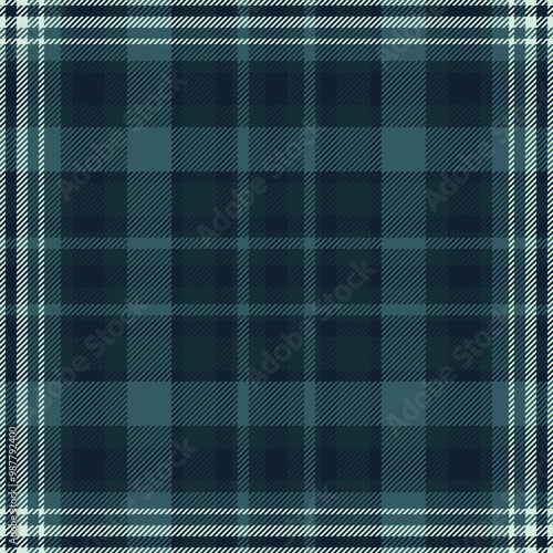 Cross vector tartan pattern, napkin textile texture check. Japanese fabric seamless background plaid in dark and cyan colors.