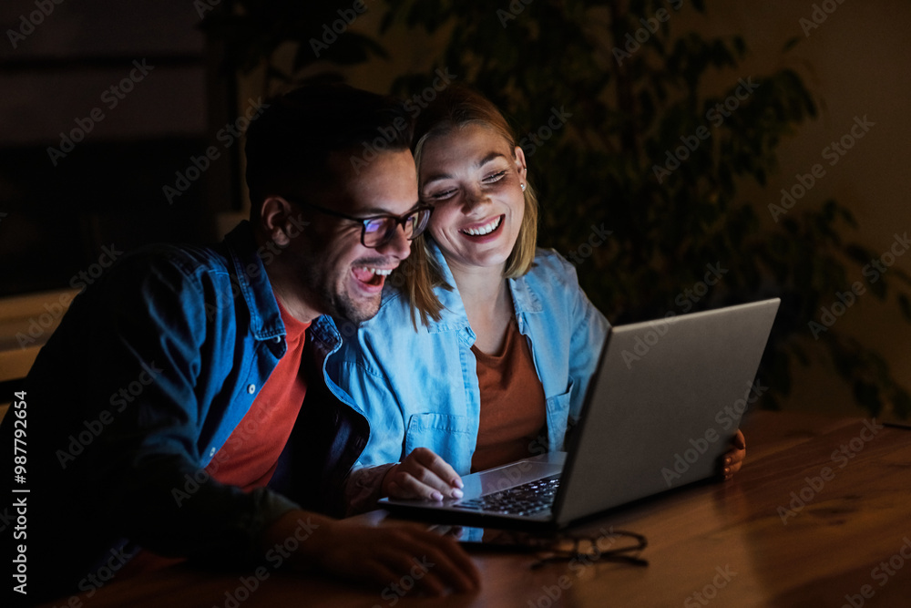 business young friend night couple student laptop computer office businessman businesswoman entertainment tv watching television movie startup evening glowing screen business young friend night couple student laptop computer office businessman businesswoman entertainment tv watching television movie startup evening glowing screen