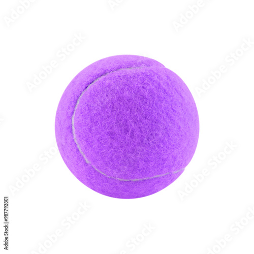 One violet tennis ball isolated on white