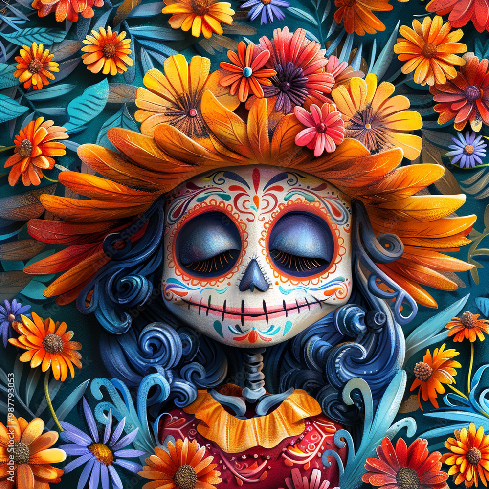 Festive Dia De Muertos background banner, celebration day of the dead Festive Dia De Muertos background banner, celebration day of the dead