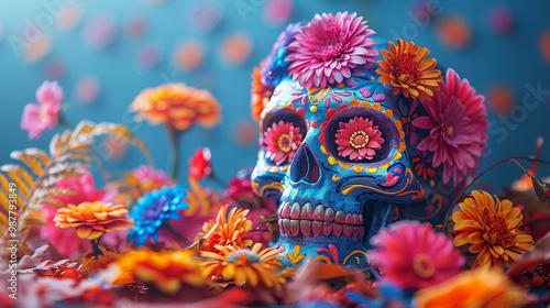 Festive Dia De Muertos background banner, celebration day of the dead