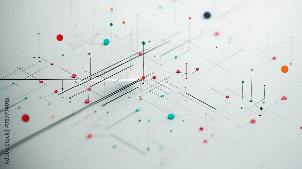 Abstract white background with Colorful geometric and circle lines. Digital future technology . Abstract business connection of lines from nodes innovation of communication in the network. Abstract white background with Colorful geometric and circle lines. Digital future technology . Abstract business connection of lines from nodes innovation of communication in the network.