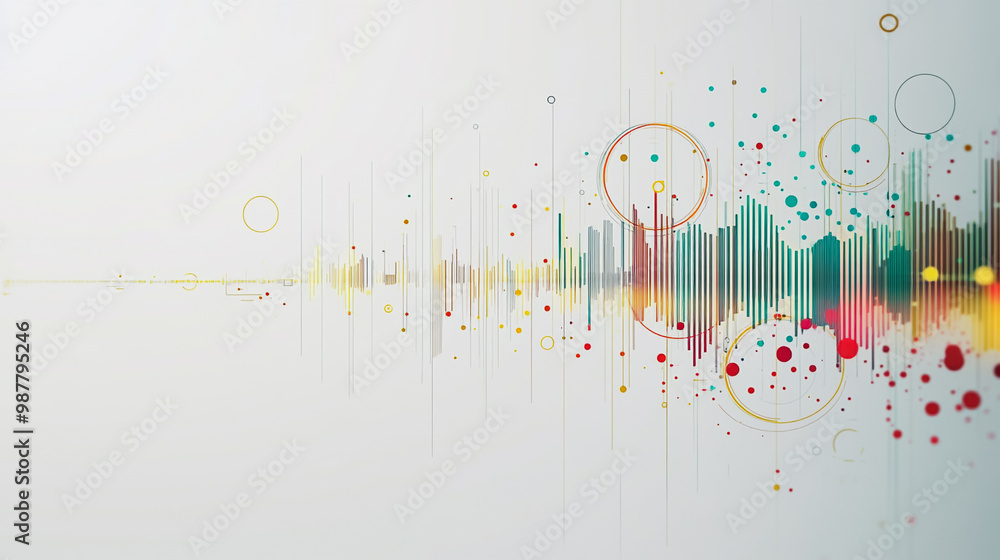 Abstract white background with Colorful circle lines. Digital future technology . Abstract business connection of lines from nodes innovation of communication in the network.