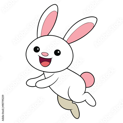 Cute Rabbit Cartoon Character Vector Illustration