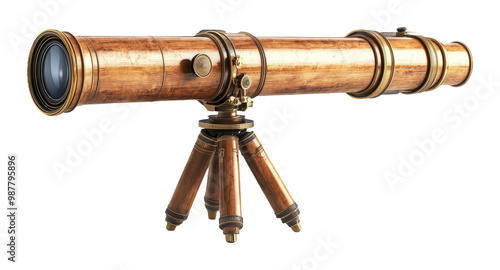 Wallpaper Mural Vintage Brass Telescope on Wooden Tripod Torontodigital.ca