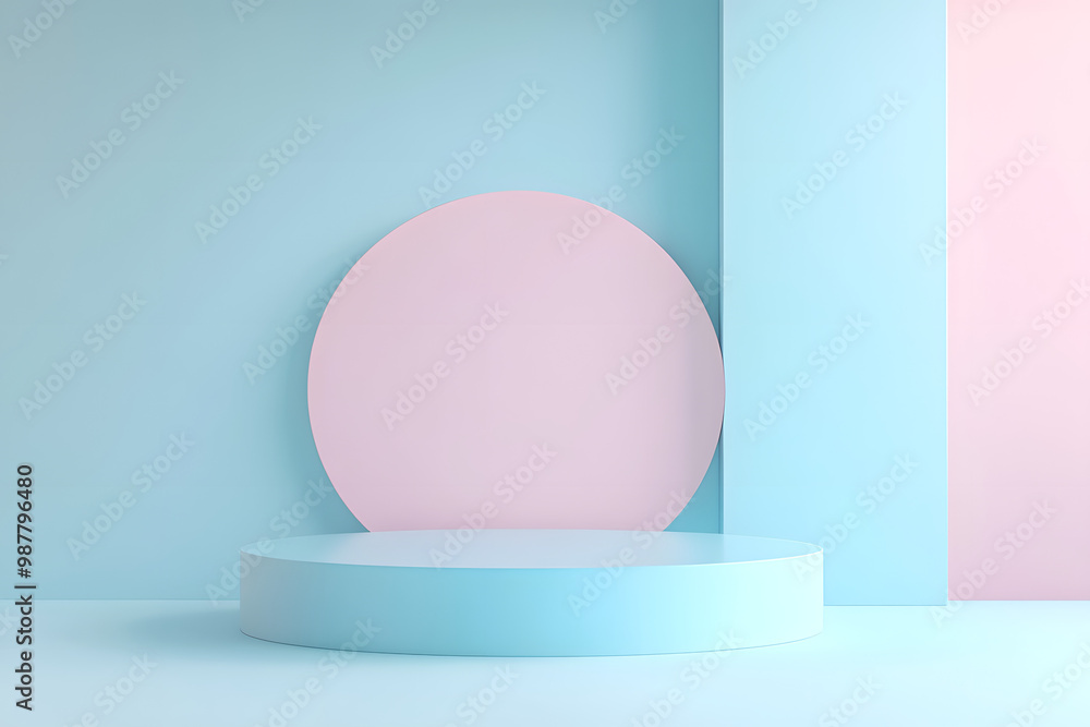 3d podium with soft color palette render style 3d podium with soft color palette render style