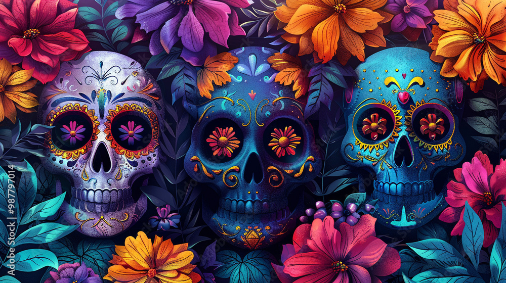 Festive Dia De Muertos background banner, celebration day of the dead Festive Dia De Muertos background banner, celebration day of the dead