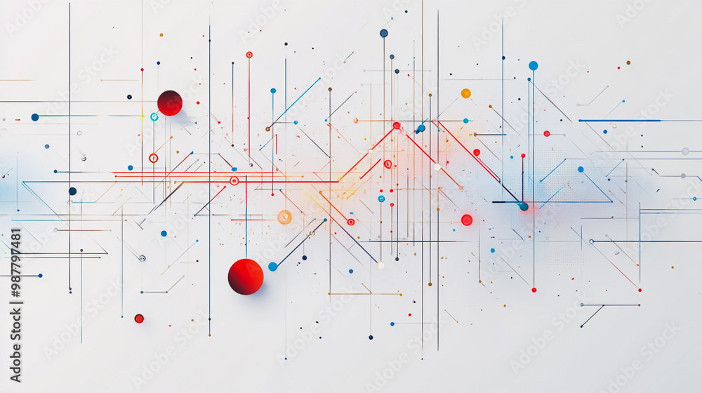 Abstract white background with Colorful circle lines. Digital future technology . Abstract business connection of lines from nodes innovation of communication in the network. Abstract white background with Colorful circle lines. Digital future technology . Abstract business connection of lines from nodes innovation of communication in the network.