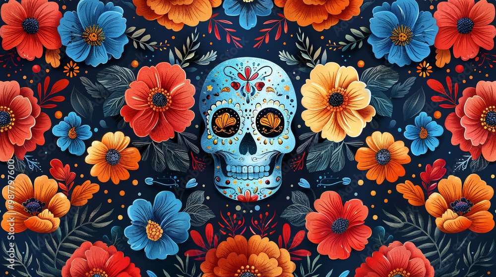 Festive Dia De Muertos background banner, celebration day of the dead Festive Dia De Muertos background banner, celebration day of the dead