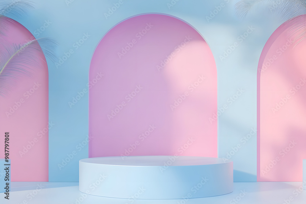 3d podium with soft color palette render style 3d podium with soft color palette render style