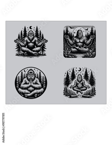 Sasquatch or Bigfoot Vector sheet for printing