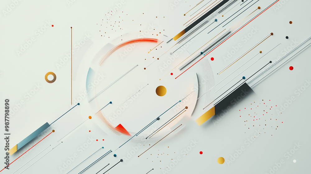 Abstract white background with Colorful circle lines. Digital future technology . Abstract business connection of lines from nodes innovation of communication in the network.