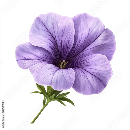 Delicate purple flower with soft petals, perfect for nature-themed designs and floral arrangements, white background