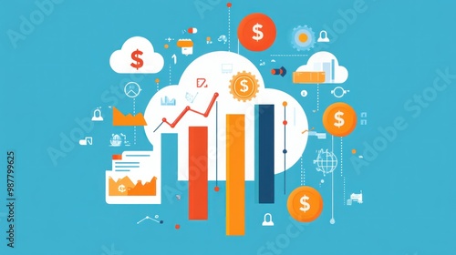 Abstract Illustration of Cloud Computing and Financial Growth