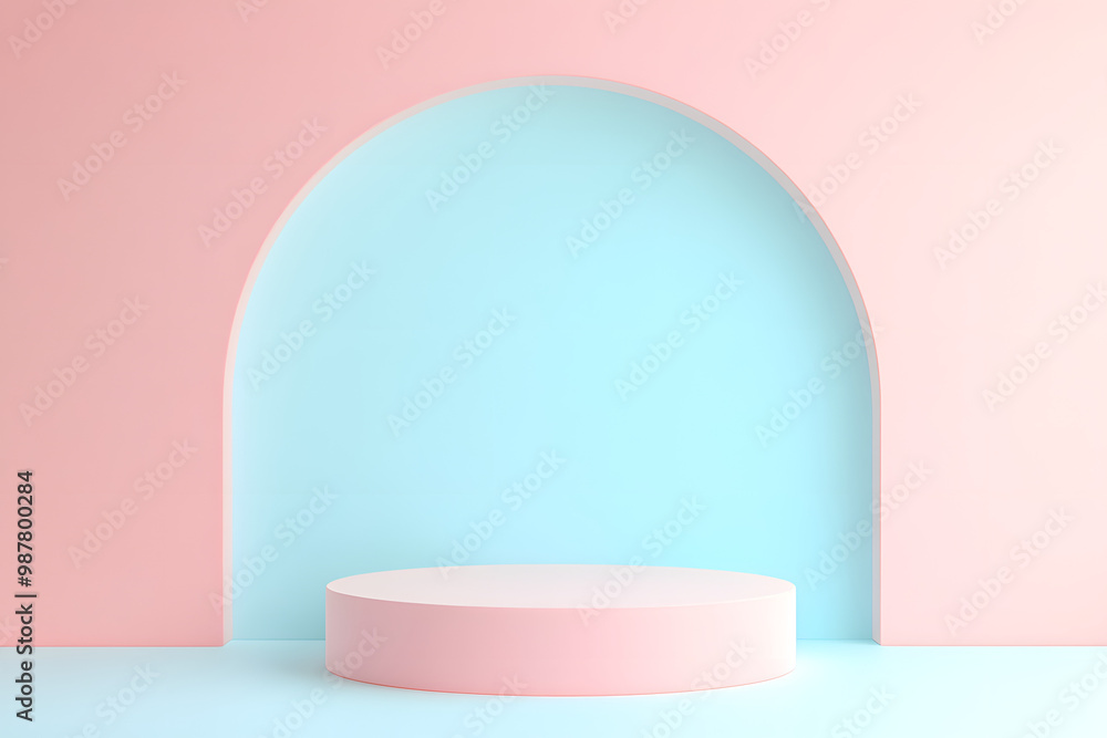 3d podium with soft color palette render style 3d podium with soft color palette render style