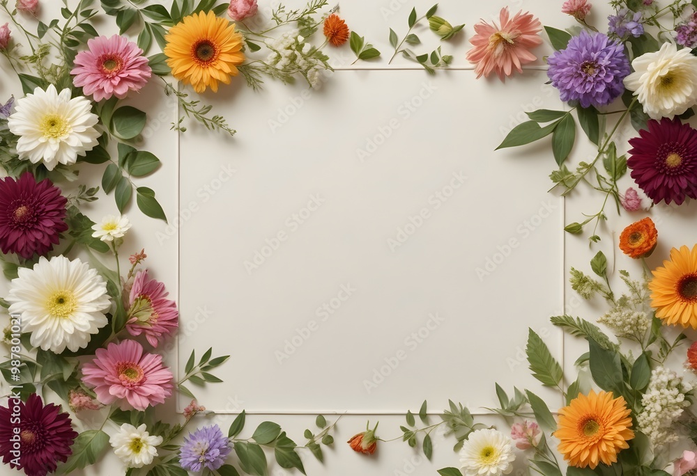 Dried flowers and leaves arranged in a frame on a light background Dried flowers and leaves arranged in a frame on a light background