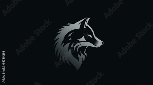 Wallpaper Mural Silhouetted wolf head on a black background. Torontodigital.ca