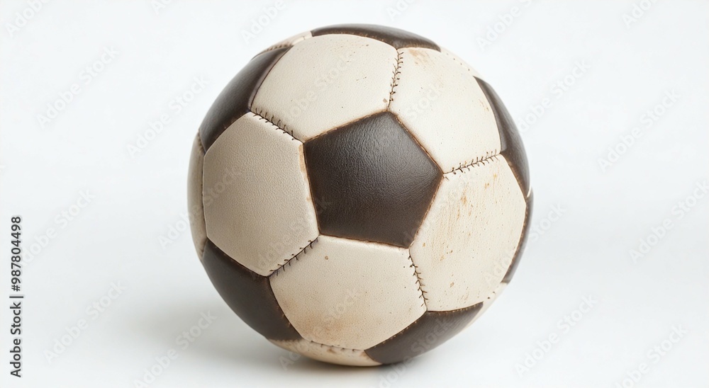 A classic leather soccer ball with a worn texture, perfect for vintage sports designs, historical football themes, or nostalgic advertising campaigns. A classic leather soccer ball with a worn texture, perfect for vintage sports designs, historical football themes, or nostalgic advertising campaigns.