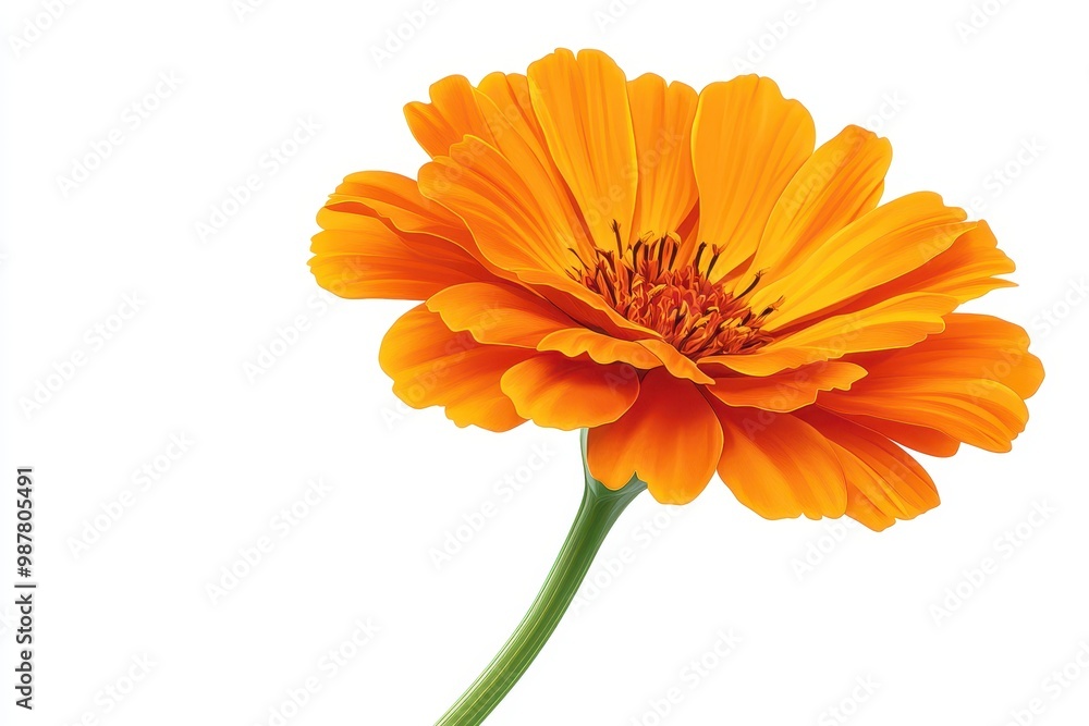 Vibrant orange flower with delicate petals, symbolizing beauty and vitality in nature, perfect for botanical themes and decor, white background Vibrant orange flower with delicate petals, symbolizing beauty and vitality in nature, perfect for botanical themes and decor, white background
