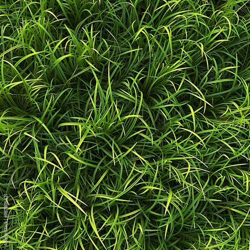 Lush green grass blades, creating a dense and textured background.