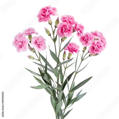 Delicate Pink Carnations with Green Foliage