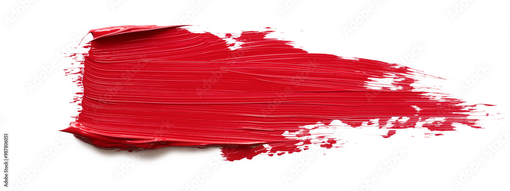 Red paint brush stroke stain color texture swatch abstract background.	

