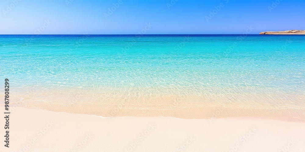 Fototapeta premium Turquoise Ocean Waves Crashing On White Sand Beach
