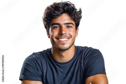 Handsome Young Man Smiling Portrait Isolated on White Background