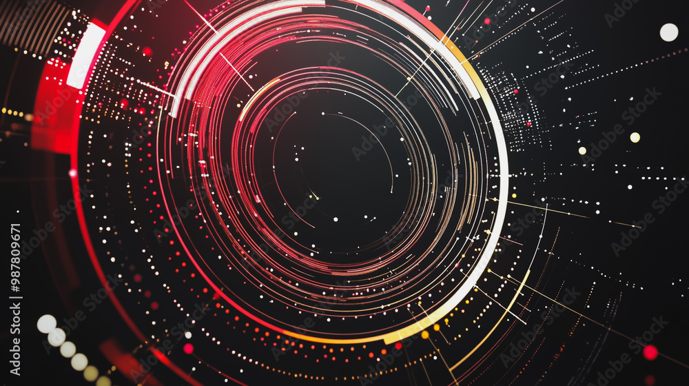 Abstract black background with Colorful circle lines. Digital future technology . Abstract business connection of lines from nodes innovation of communication in the network. Abstract black background with Colorful circle lines. Digital future technology . Abstract business connection of lines from nodes innovation of communication in the network.