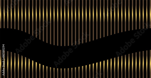 a composition of vertical line reinforcement that forms a curved line with brown and gold colors and a black background as inspiration for the background of visual communication design
