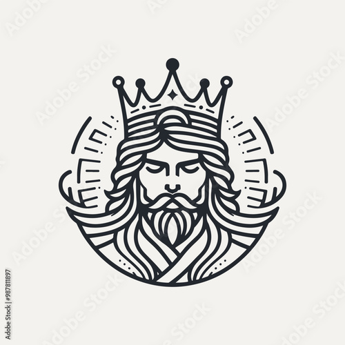 King line icon vector. king face elegant logo icon vector template.