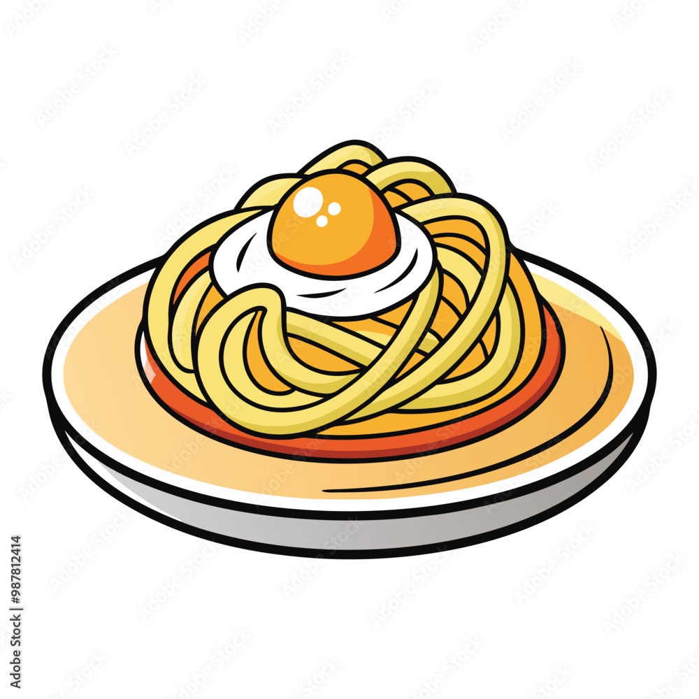 Delicious Pasta with Egg Vector Illustration Delicious Pasta with Egg Vector Illustration