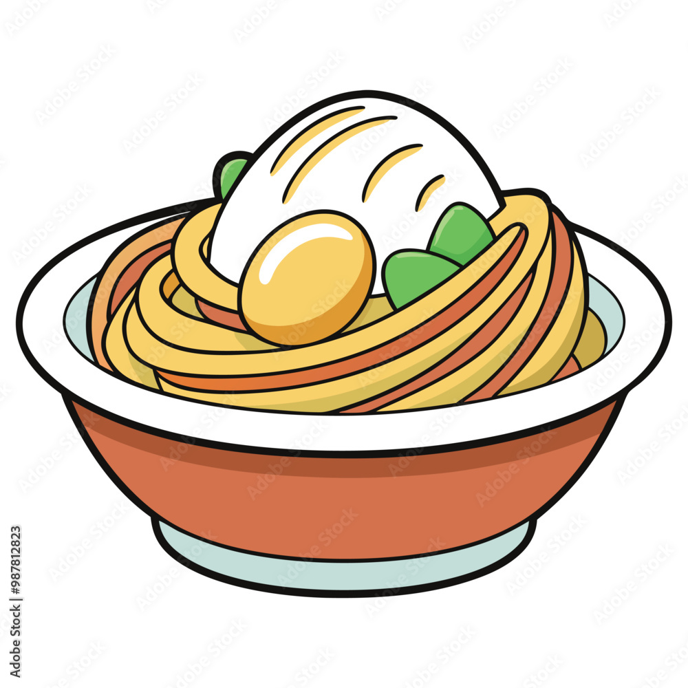 Delicious Pasta with Egg Vector Illustration Delicious Pasta with Egg Vector Illustration