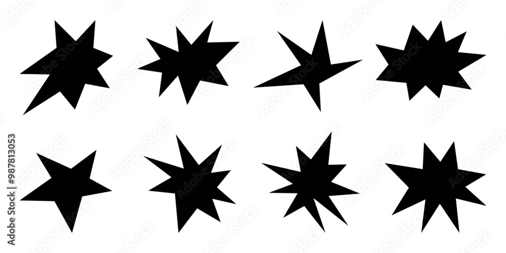 Retro shape in trendy 70s -90s Groovy style. Abstract star spark. Black Sparkles Geometric Forms Set. Vector illustration. Retro shape in trendy 70s -90s Groovy style. Abstract star spark. Black Sparkles Geometric Forms Set. Vector illustration.