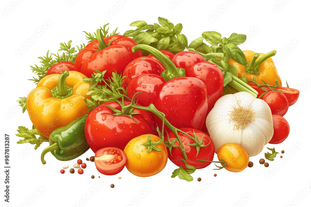 Isolated set of fresh vegetables. Summer harvest from the garden in a drawn style. Isolated set of fresh vegetables. Summer harvest from the garden in a drawn style.