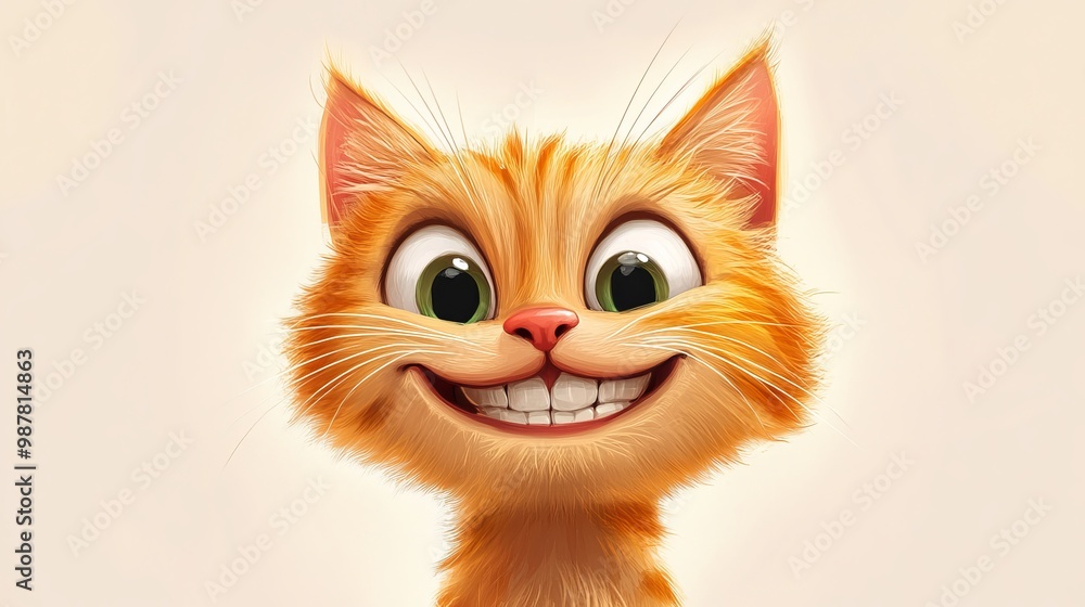 A cute cartoon cat with a big smile and a kissy face. A cute cartoon cat with a big smile and a kissy face.