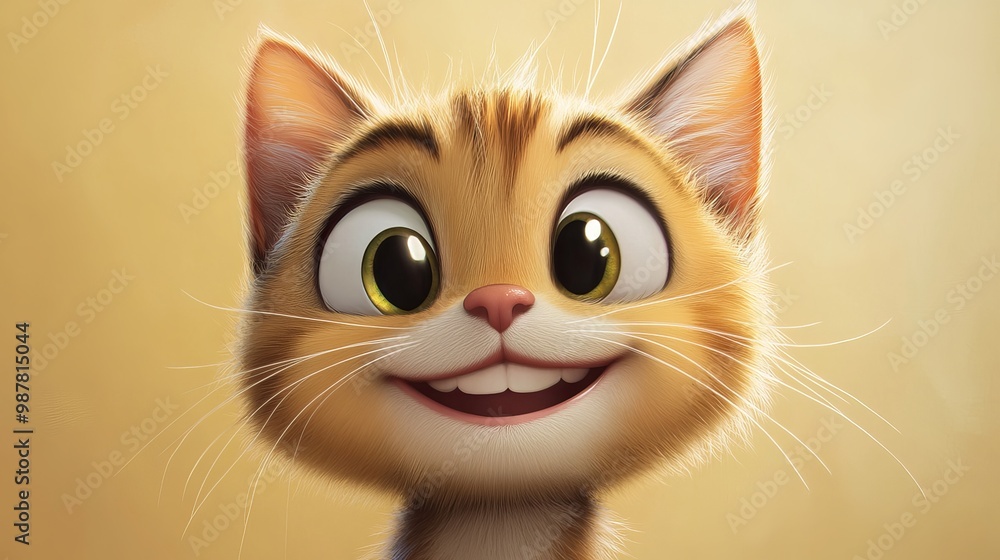 A cute cartoon cat with a big smile and a kissy face. A cute cartoon cat with a big smile and a kissy face.