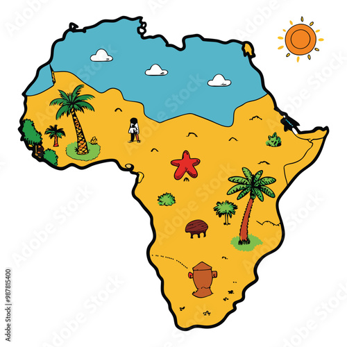 Hand Drawn Africa Cartoon Map