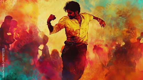 A vintage-style Bollywood movie poster design with a 3D, glowing effect. Perfect for advertising or creating a retro look.