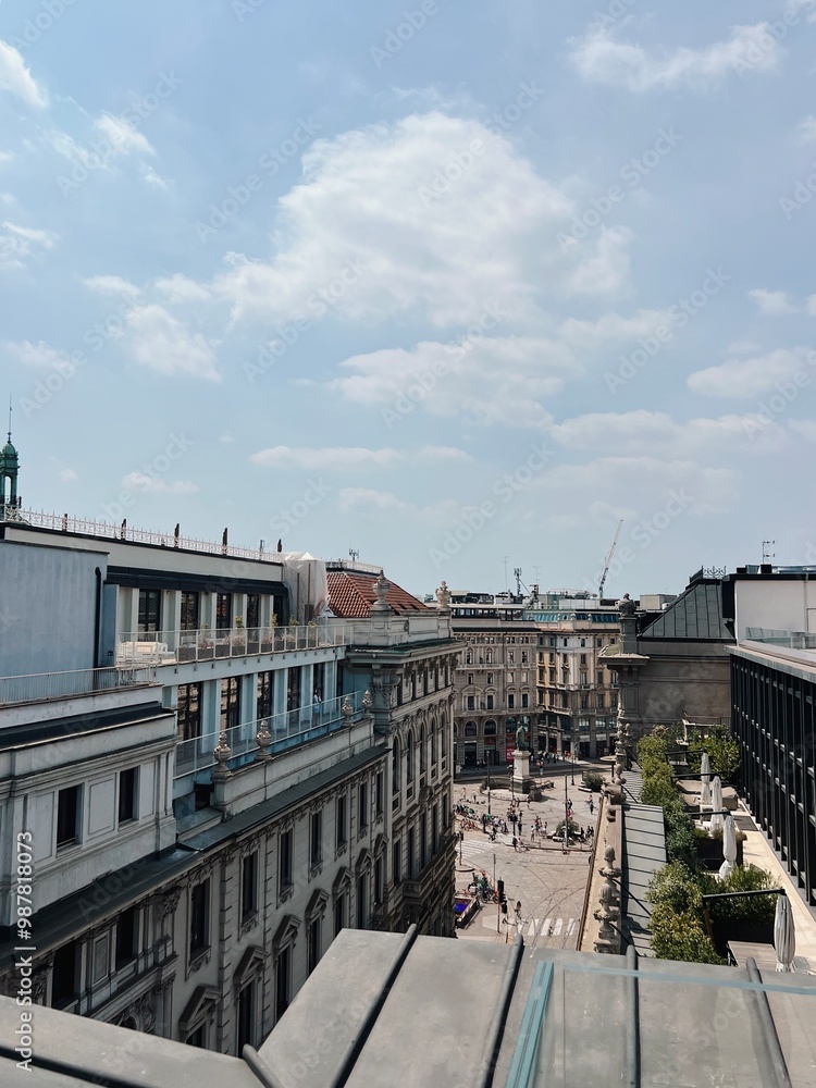 Fototapeta premium View from top of building in European city