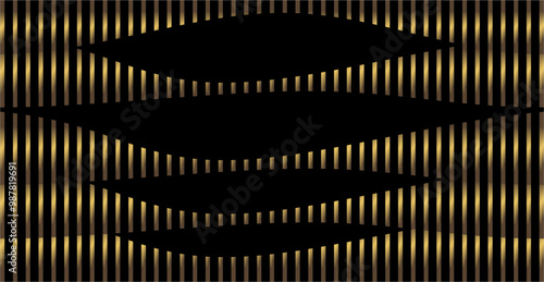 a composition of vertical line reinforcement that forms a curved line with brown and gold colors and a black background as inspiration for the background of visual communication design