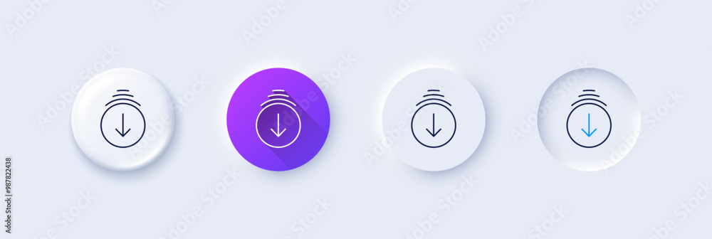 Scroll down arrow line icon. Neumorphic, Purple gradient, 3d pin buttons. Scrolling screen sign. Swipe page. Line icons. Neumorphic buttons with outline signs. Vector Scroll down arrow line icon. Neumorphic, Purple gradient, 3d pin buttons. Scrolling screen sign. Swipe page. Line icons. Neumorphic buttons with outline signs. Vector