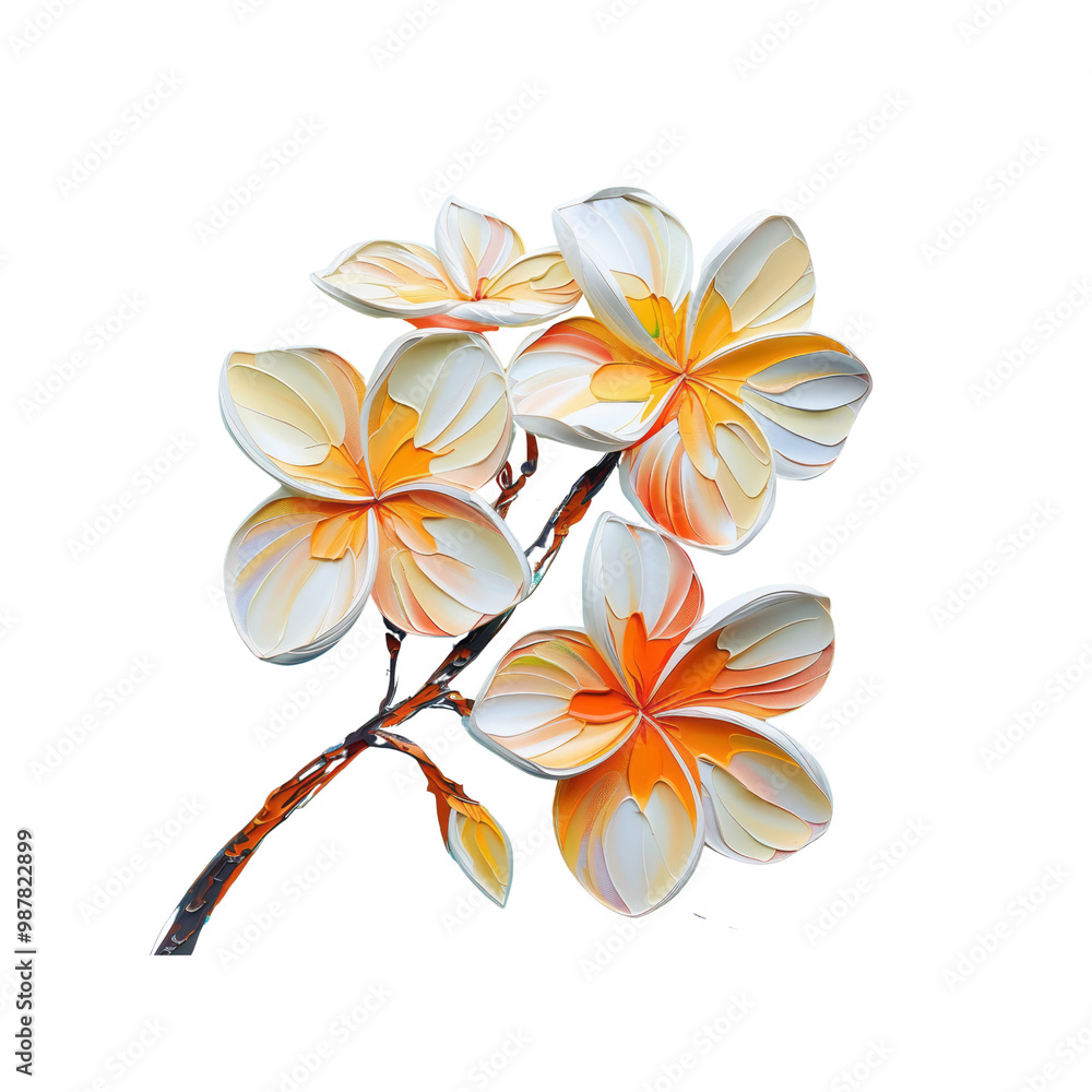 Fototapeta premium Beautiful yellow plumeria blossom isolated on white, a tropical floral delight