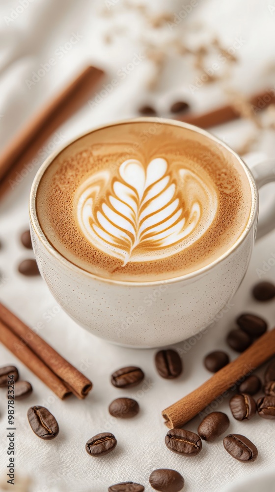 Artful Winter Latte: Elegant Banner Design with Copy Space Artful Winter Latte: Elegant Banner Design with Copy Space