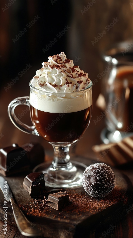 Classic Irish Coffee: Delightful Banner Design with Copy Space Classic Irish Coffee: Delightful Banner Design with Copy Space