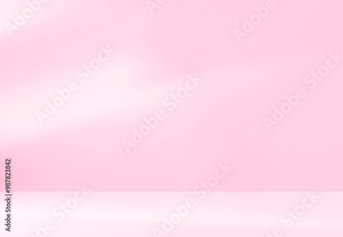 Empty pink room studio artist painted pastel for product presentation. Minimal backdrop design. Cosmetic, beauty and fashion showroom. Summer background mock up.	